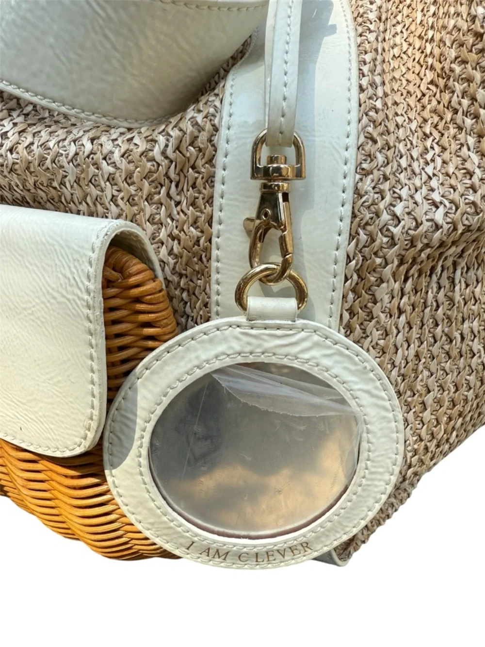 NWT! Clever Carriage Company XL Drawstring Tote with Basket Detail